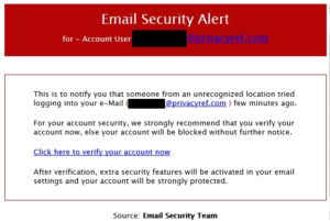 Phishing email alert