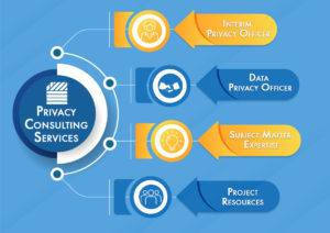 Infographic with privacy consulting services illustrated