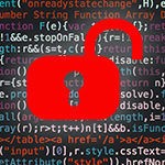 Data breach image, open lock over code