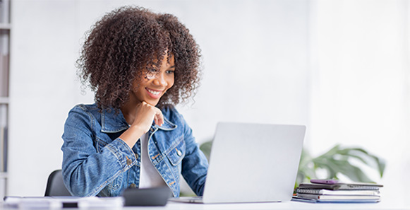 Young woman working on laptop