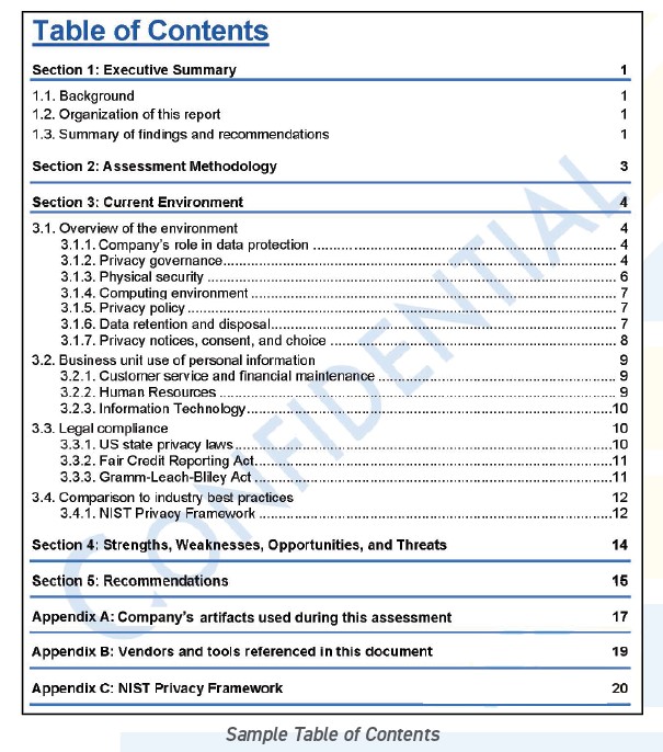 Table Of Contents