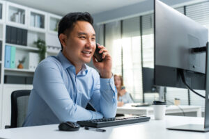 Executive working talking on the phone